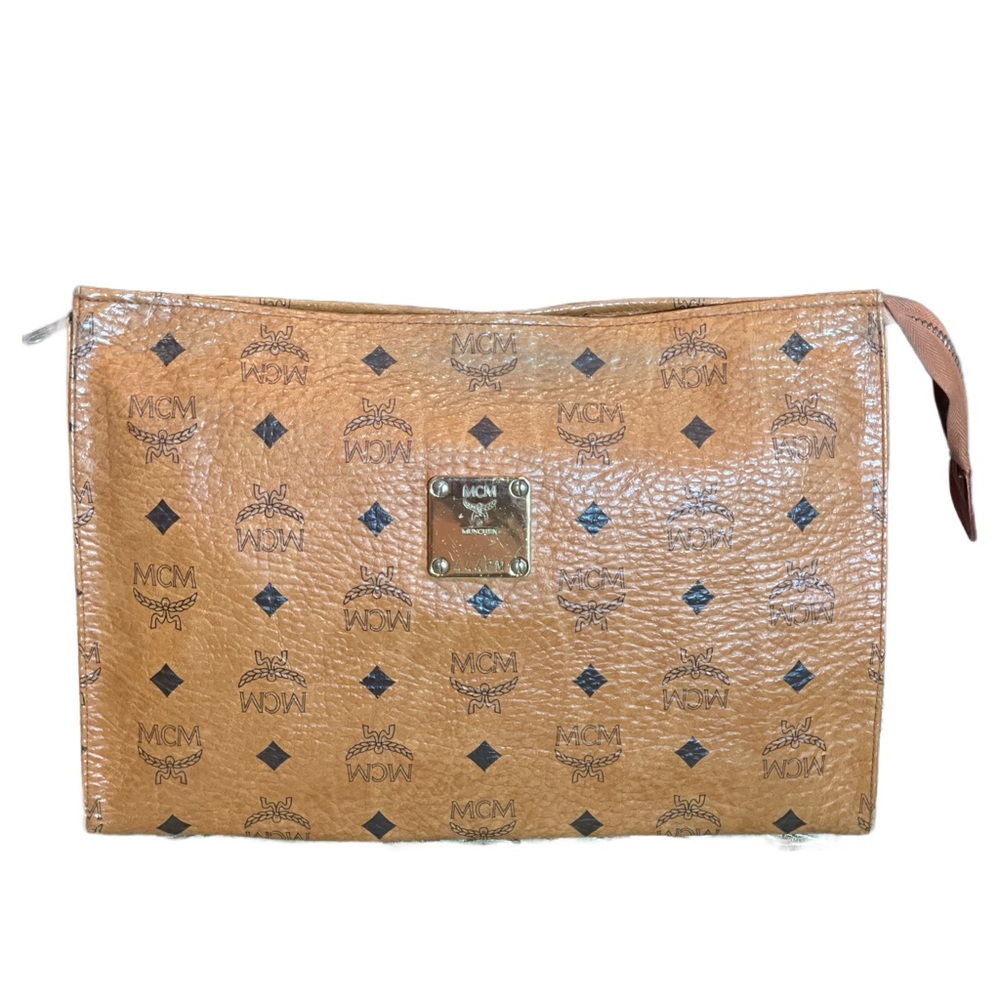 MCM Cognac Visetos Monogram Pouch